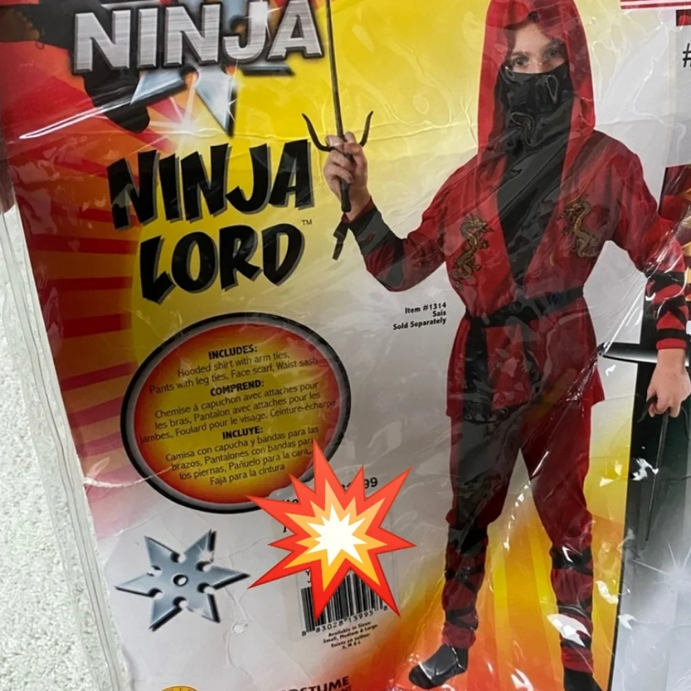Youth Ninja Costume Halloween Medium Red Black Party‎ A881